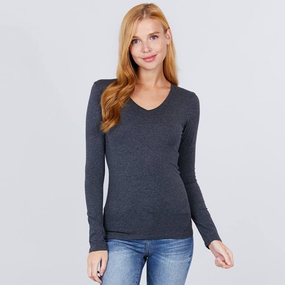 Cotton Jersey V-Neck Top - Picture 7 of 16